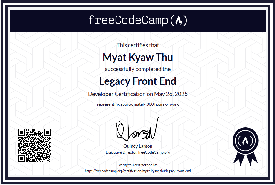 Legacy Front End Developer Certification